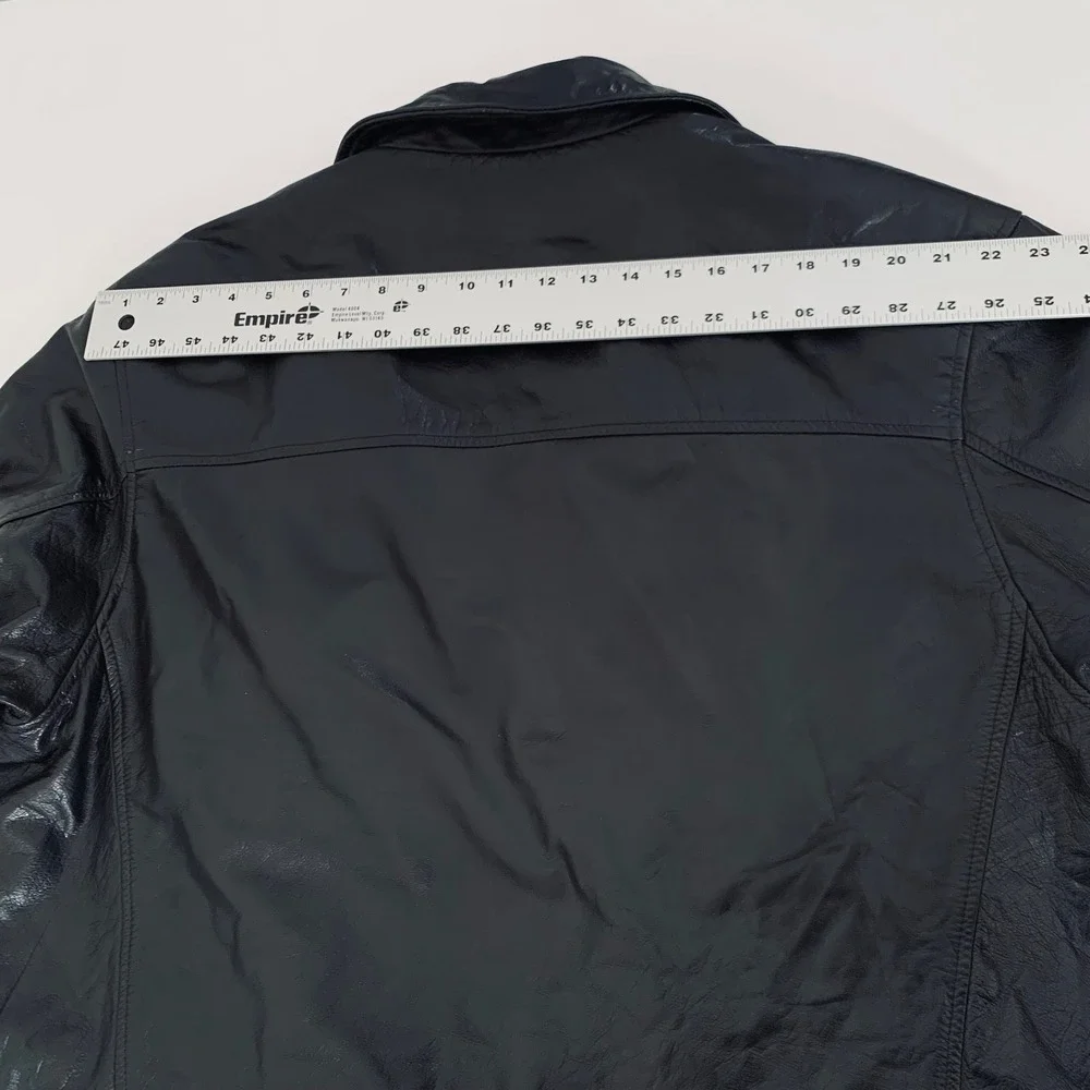 Diamond Leathers‎ Black Genuine Leather Jacket Mens XL Button Vintage USA Grunge